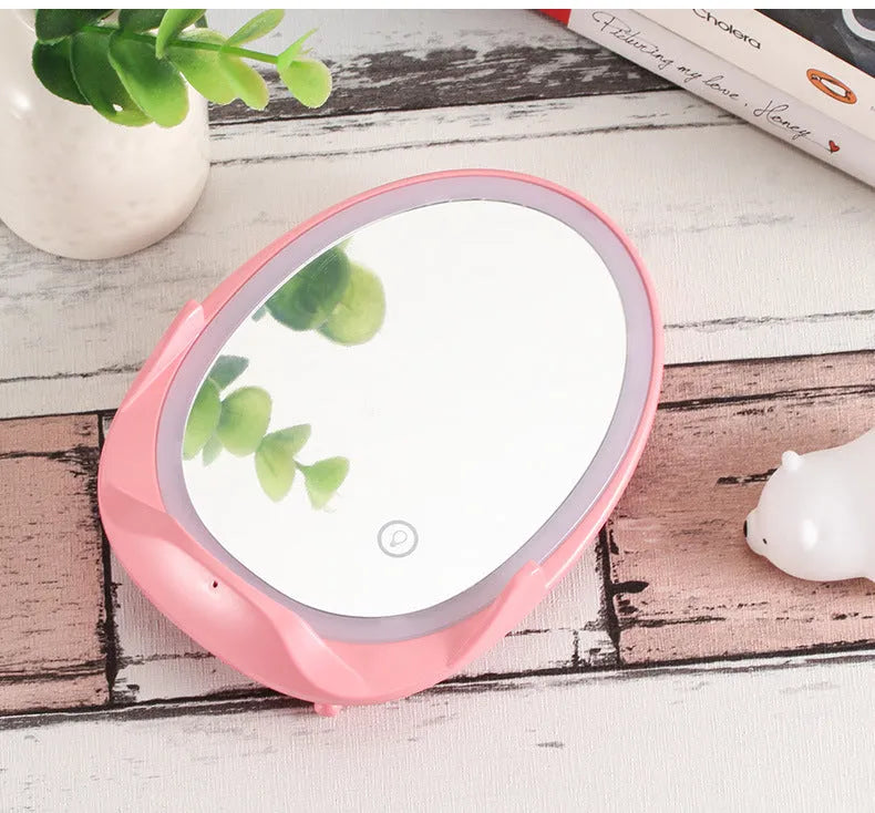 Portable vertical wireless charger with fill light mirror, 125x94x30mm, Micro USB, white or girl powder