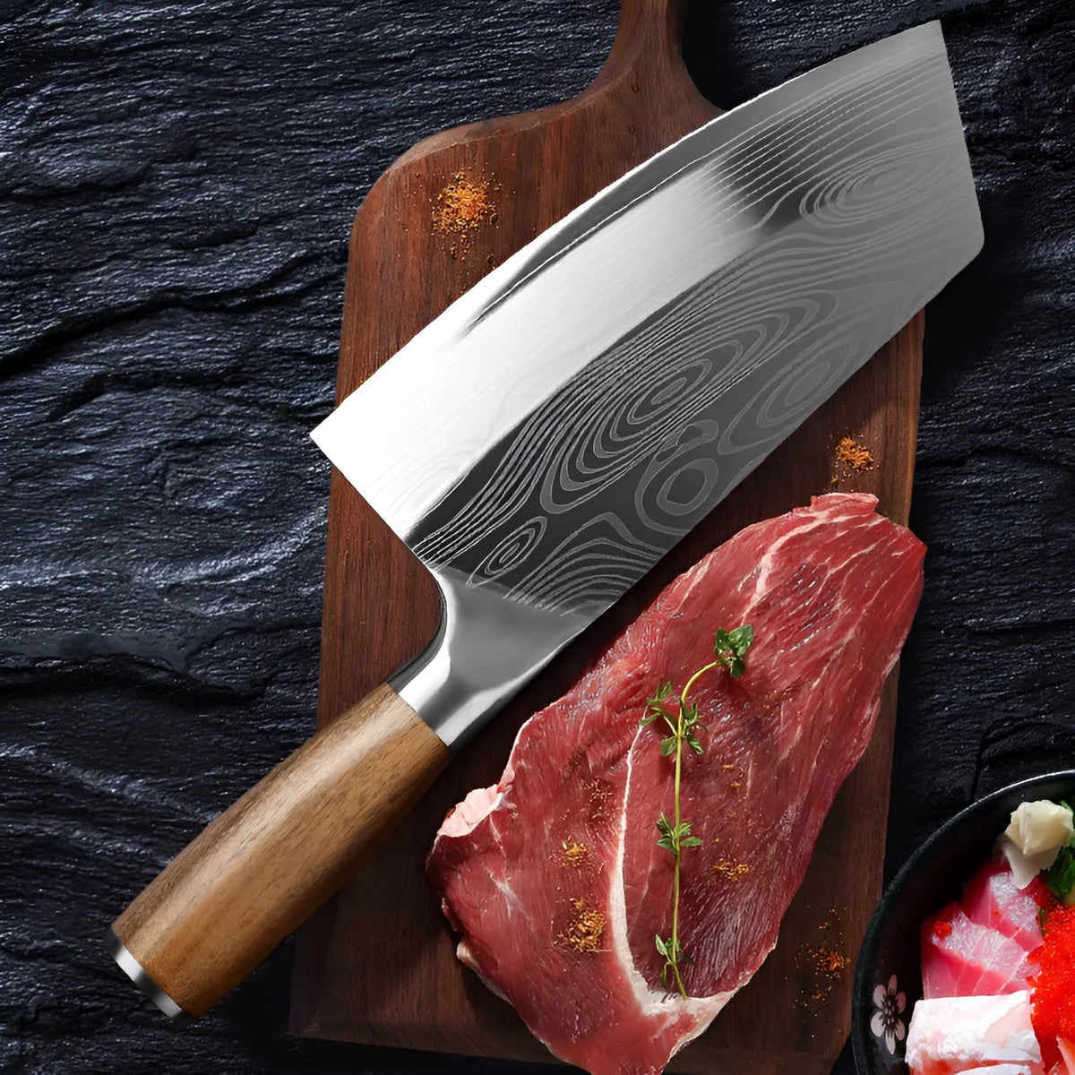 A 320mm long stainless steel kitchen knife with a blade made from 40cr13 steel.