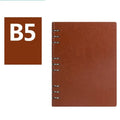 Loose-leaf business notebook in seaweed green imitation leather cover showing A5 size with beige paper