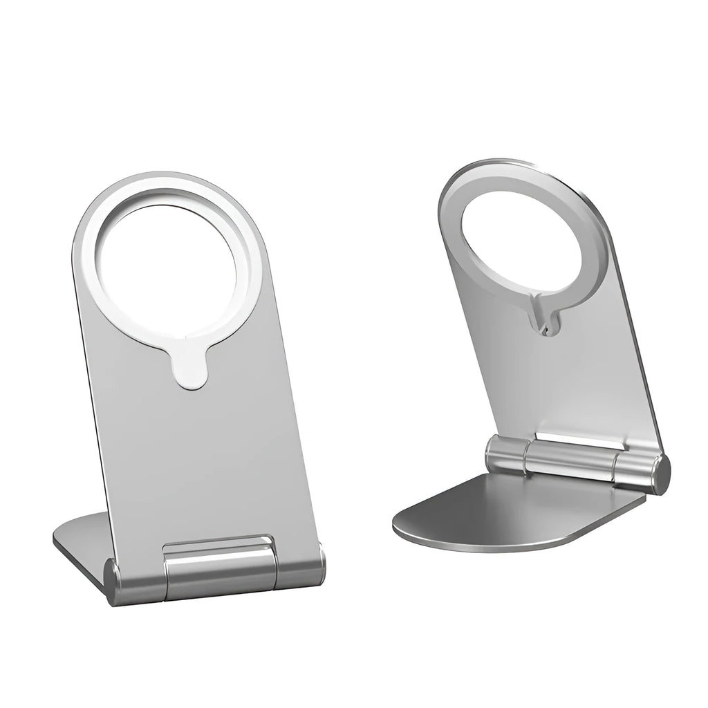 Silver vertical adjustable magnetic bracket for iPhone 12 with aluminium alloy construction