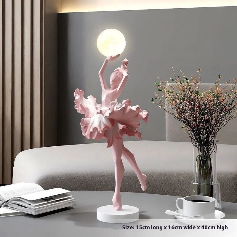 Art Girl atmosphere night lamp in resin with USB charging, showing colour options