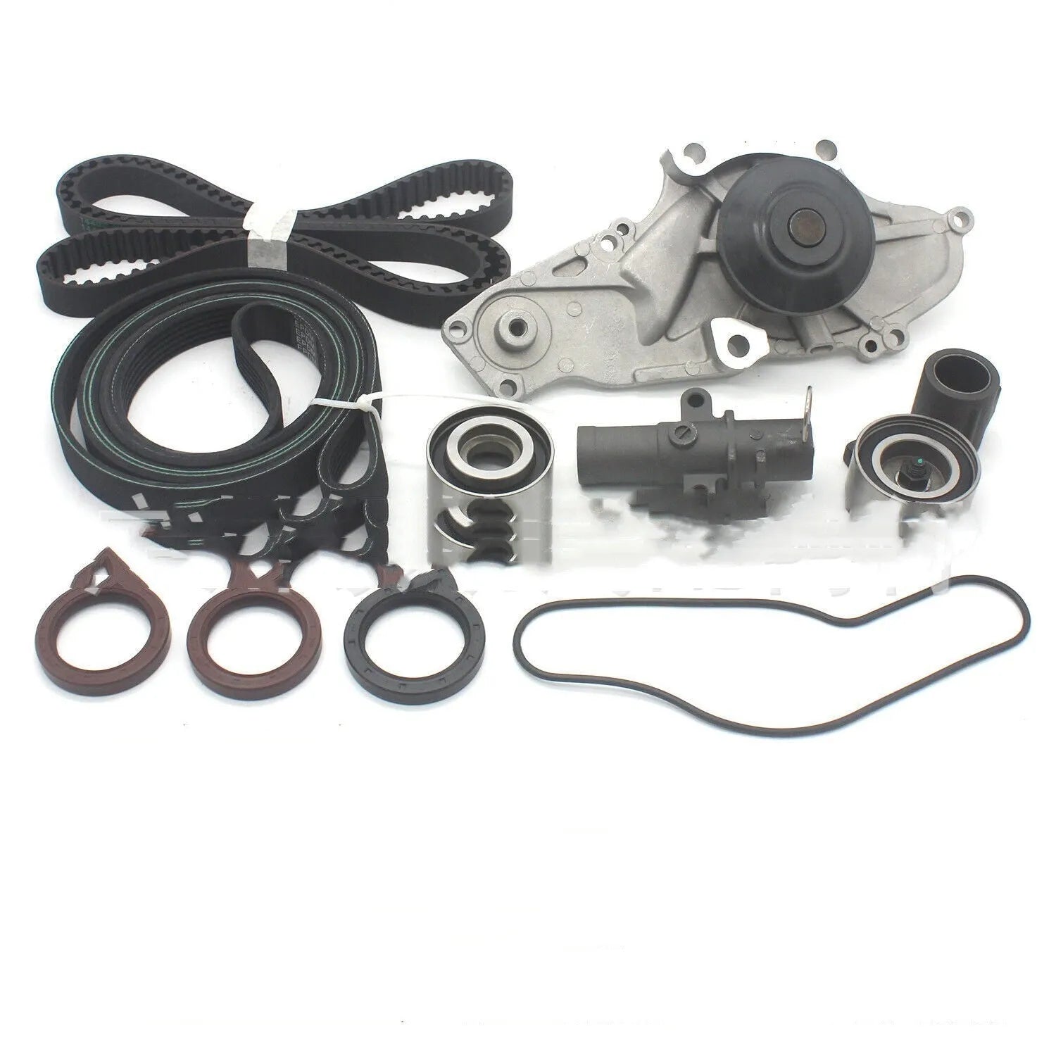Metal automotive belt and water pump assembly measuring 28x18x16cm
