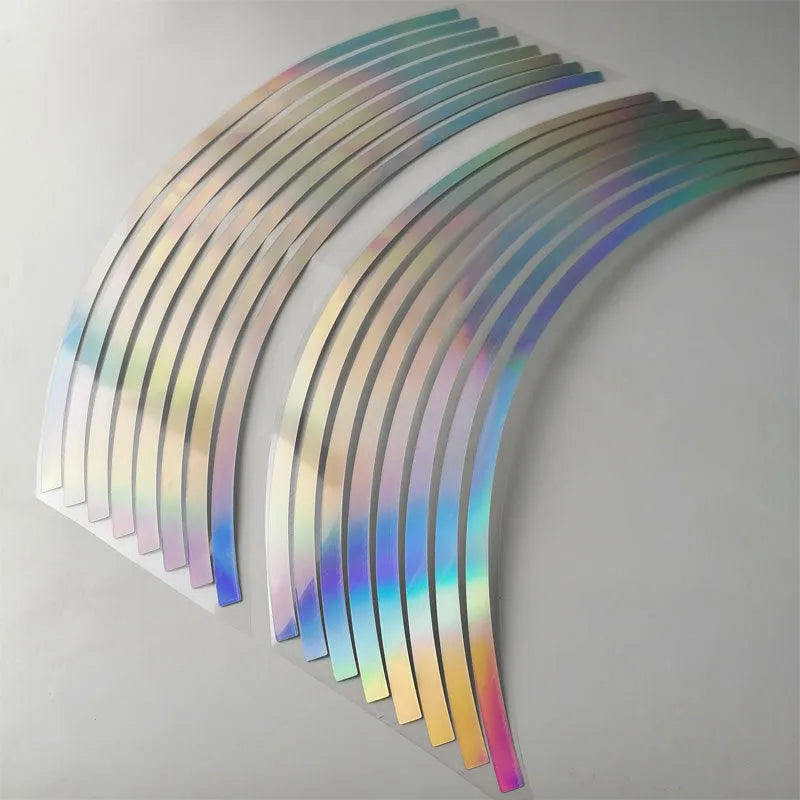 Motorcycle wheel reflective stickers in four sizes with PET waterproof material