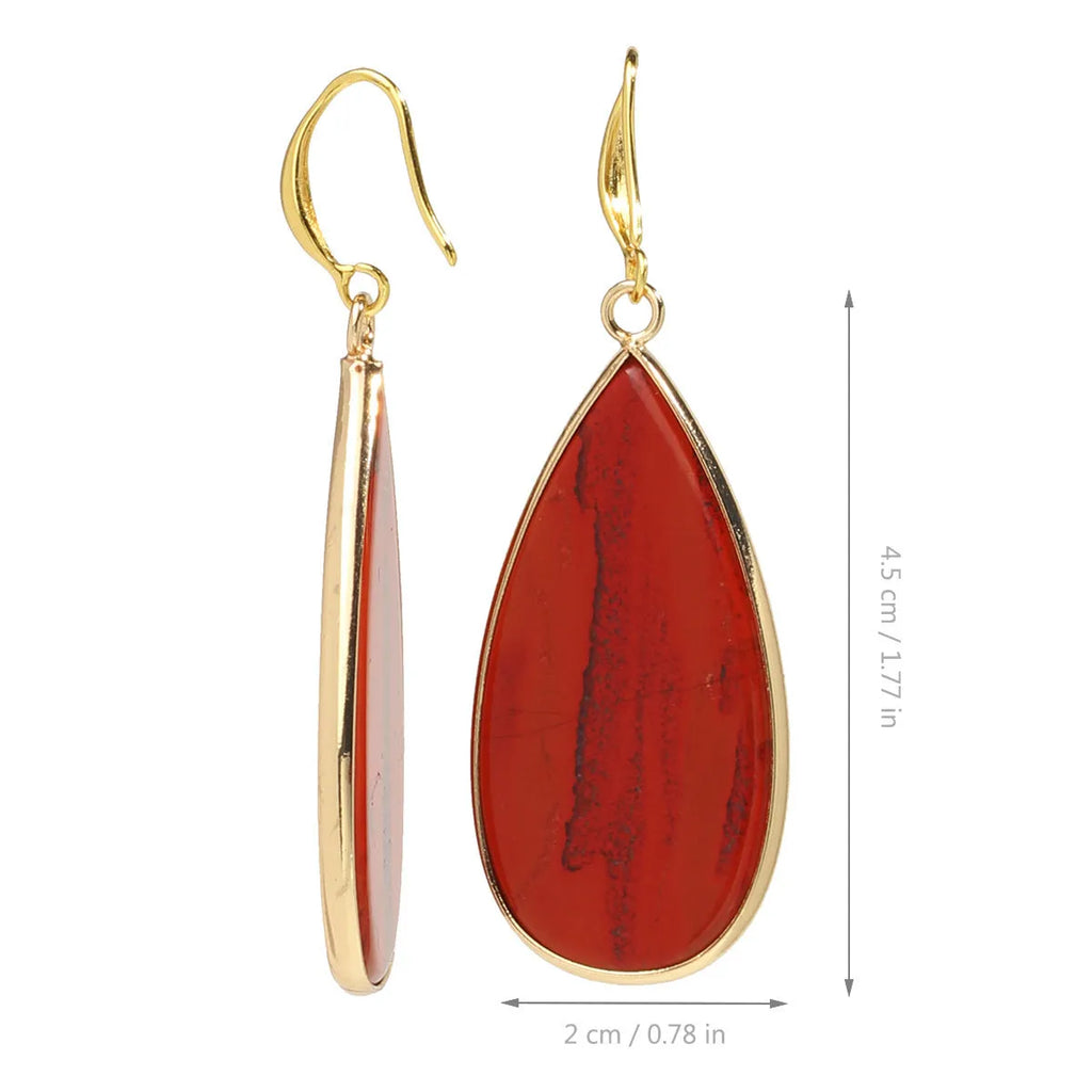 Vintage stone drop earrings with Tigereye stone and textured water droplet design