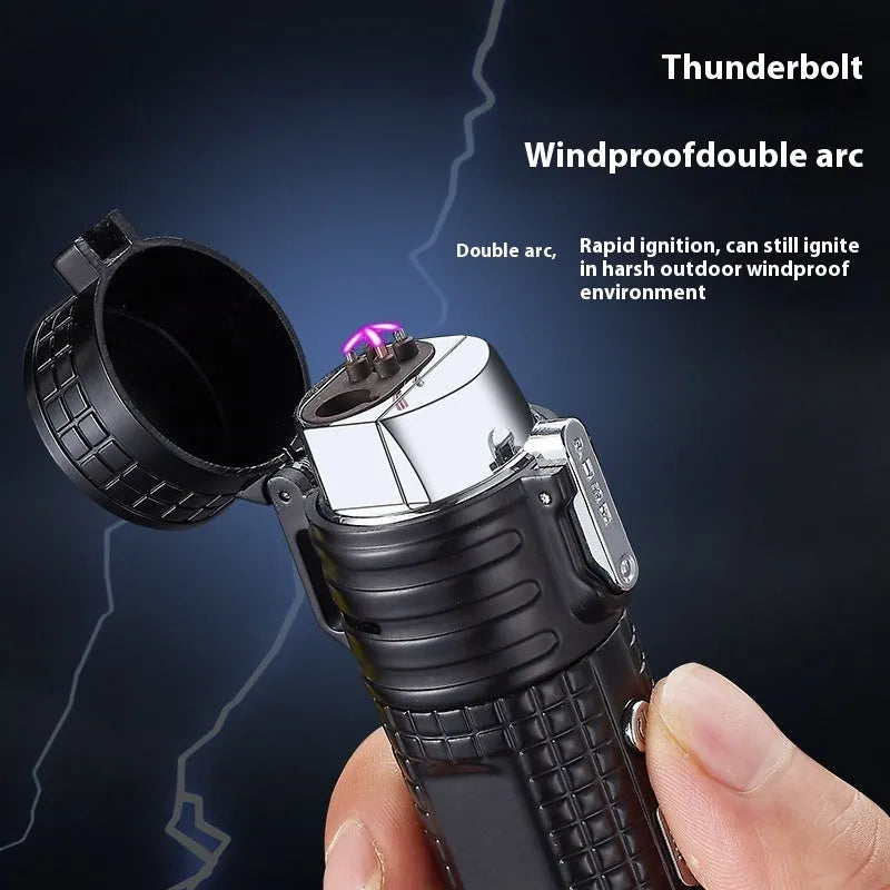 TH727 multi-functional waterproof metal torch lighter in camouflage, red, black, blue, and yellow colour options.