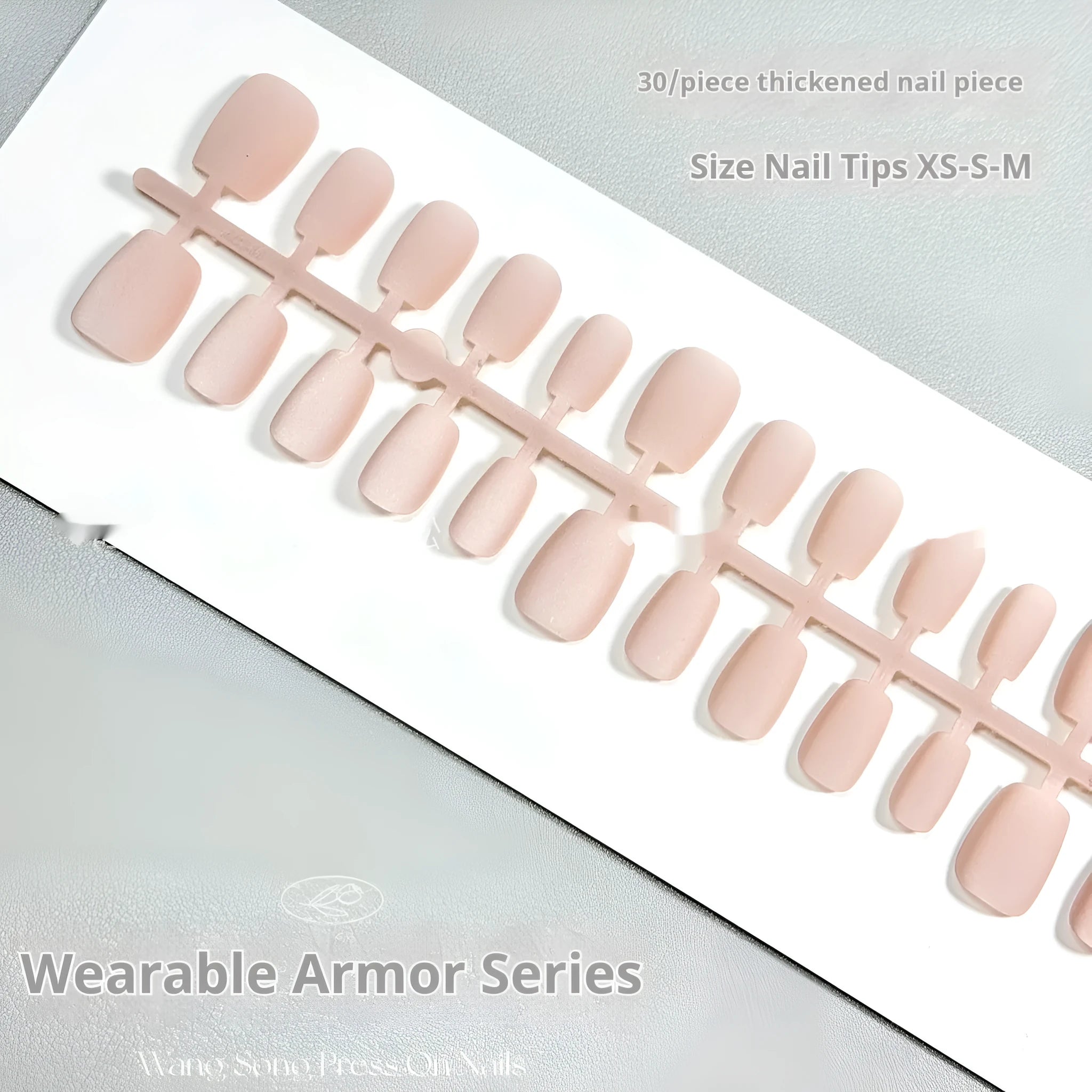 Frosted velvet Cat's Eye false nail set showing aurora light effect, with short ladder sizes XS, S, and M.