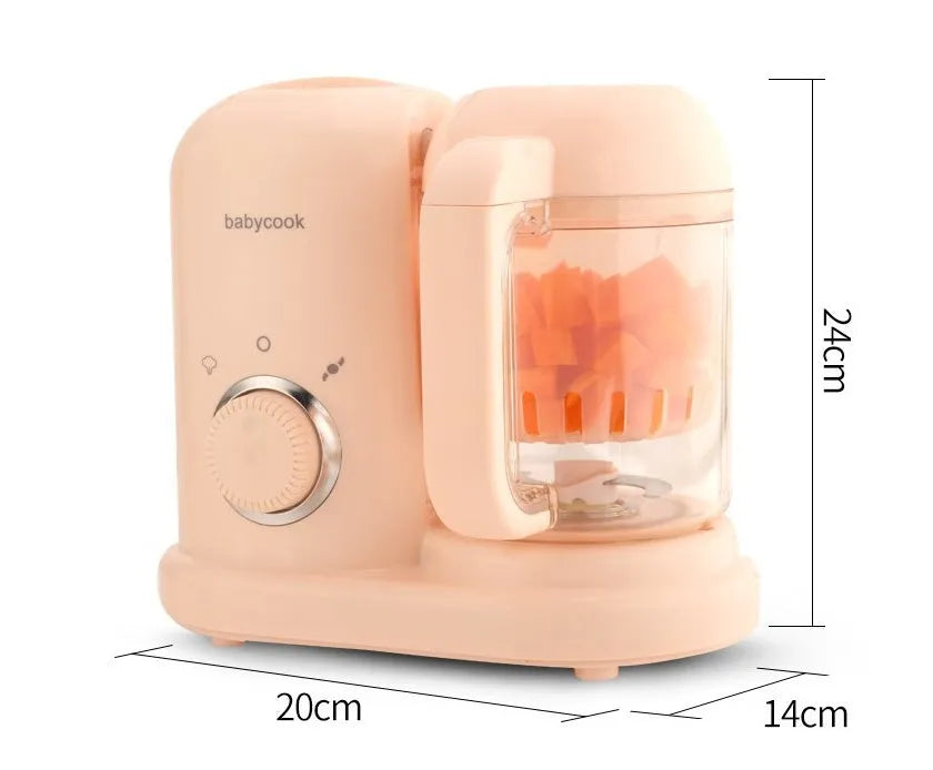 Green or pink baby food processor steamer and blender with double mixing blade for mincing meat and vegetables
