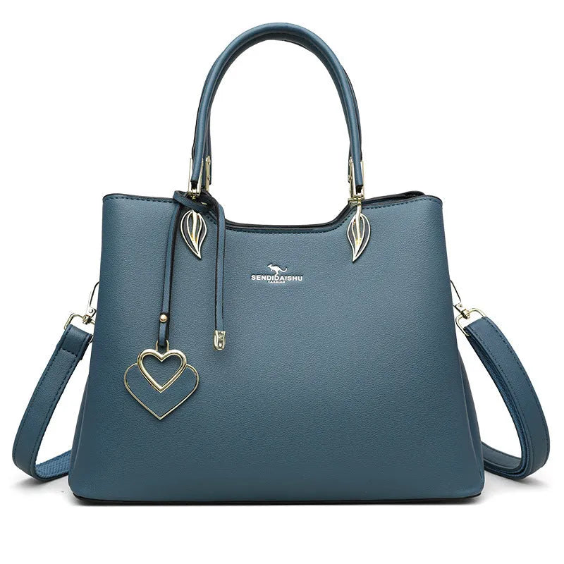 Women's PU messenger bag with multi-layer shoulder strap in seven colour options