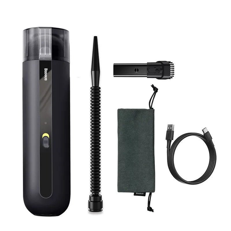 Wireless handheld car vacuum cleaner with 5000Pa suction power and blowing hose attachment