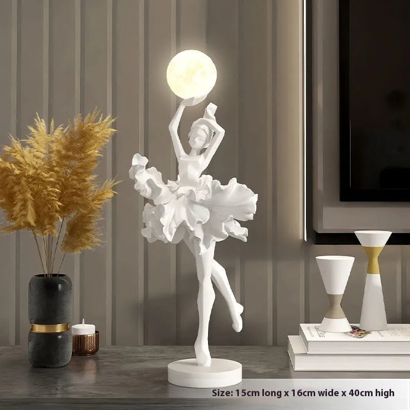 Art Girl atmosphere night lamp in resin with USB charging, showing colour options