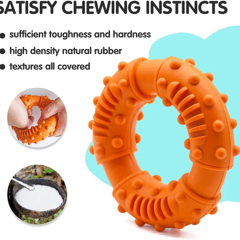 Blue bouncy hollow dog fetching stick toy for large dogs on a green lawn
