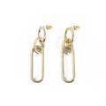 Sterling silver needle coloured geometry hoop earrings with ring and line design elements