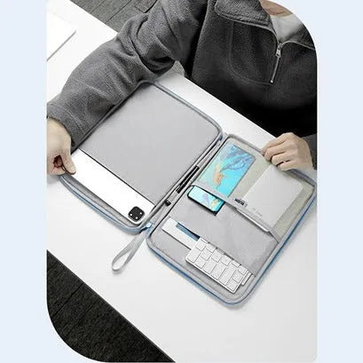 Imitation leather protective case for a 10.9-inch or 12.9-inch tablet in light grey, black, pink, or sky blue.