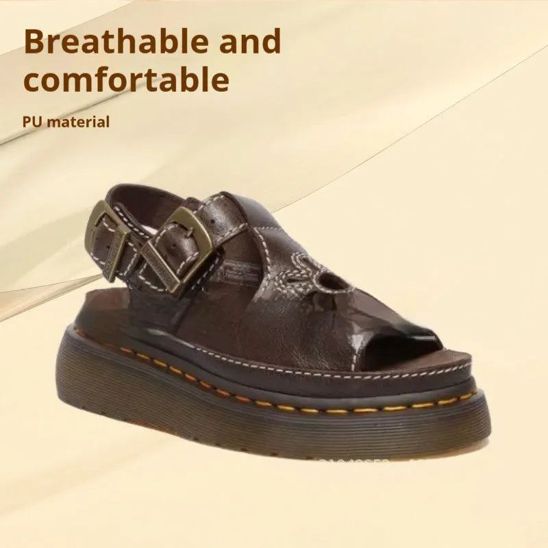 Men's black embroidered floral beach sandals with flat heel on a PU upper