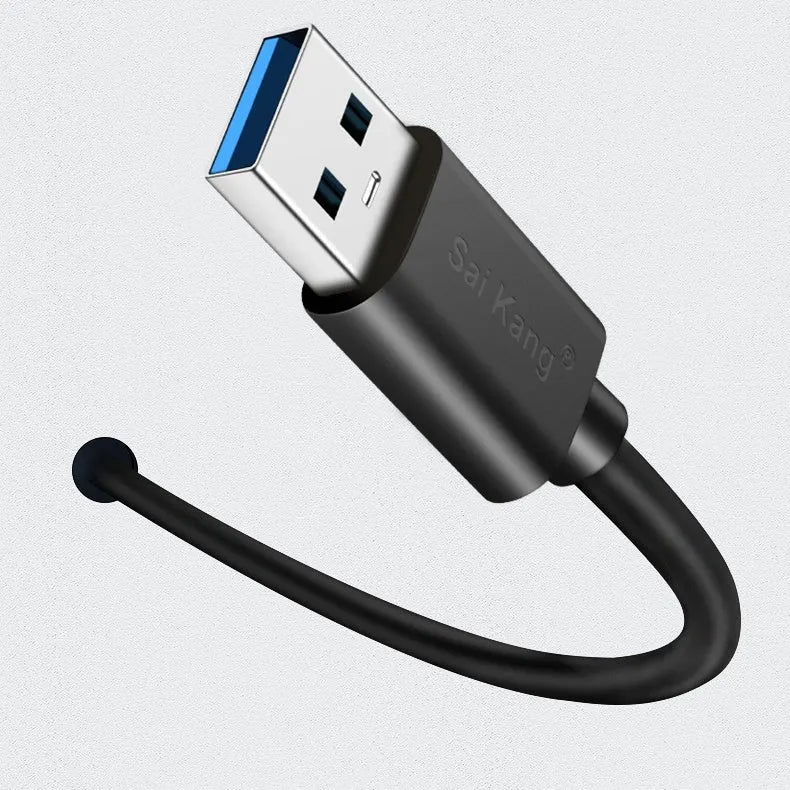 Black USB extension cable with male and female connectors, showing its length and double-shielded construction.