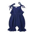 Baby girls sleeveless cotton romper jumpsuit in solid colours, sizes 70-110