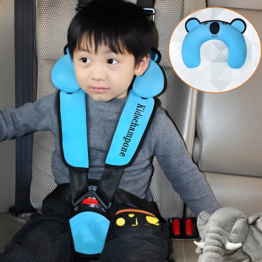 Portable child car seat belt retainer booster cushion in rose pink, charm red or sky blue colours