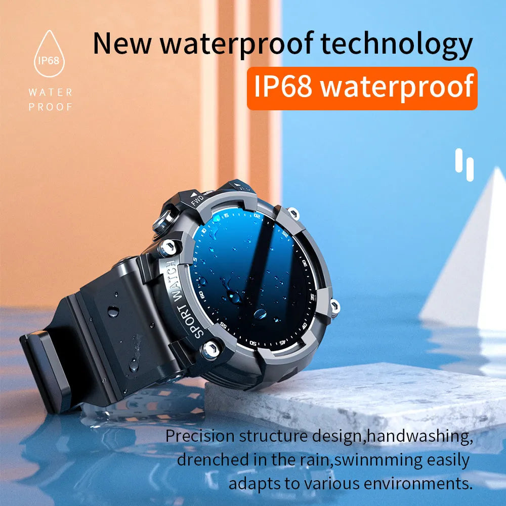 ATTACK 3 IP67 waterproof smartwatch in black, pink, or white with circular 1.28 inch display and TPU strap