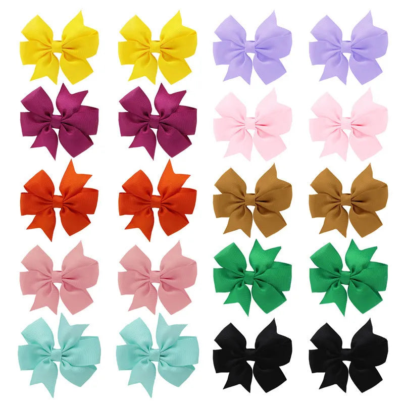 Handmade 3-inch grosgrain ribbon hair bows with alligator clips in multiple colours for baby girls and toddlers