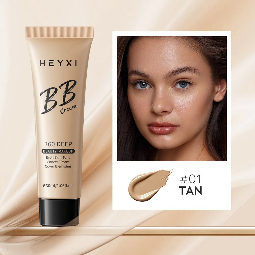Waterproof sweat-proof BB cream in four shade options with skincare properties