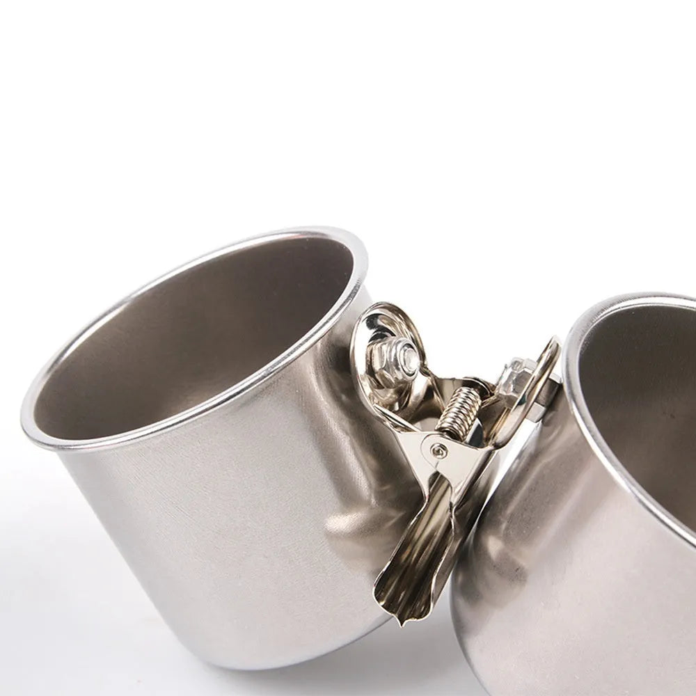 Stainless steel birdcage feeder in natural metal colour for outdoor use.