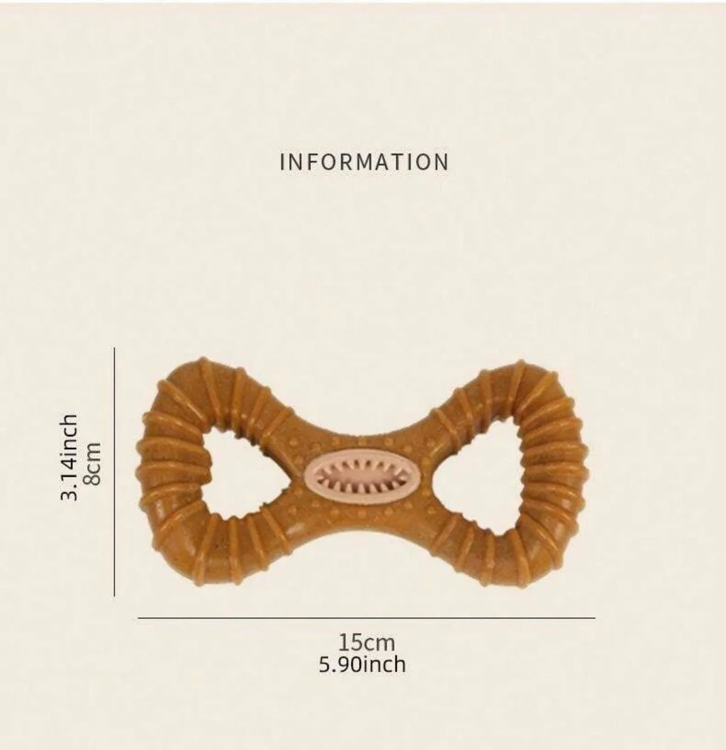 Durable TPU dog chew bone toy shown in 8-shape and Y-shape designs for teeth cleaning and play