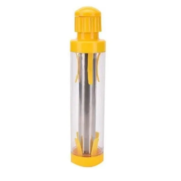 Yellow manual corn stripper tool with stainless steel teeth and ABS handle for kernel removal