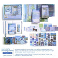 A6 grid creative journal gift box with notebook, bookclothes, decorative papers, cards, and photo frames.