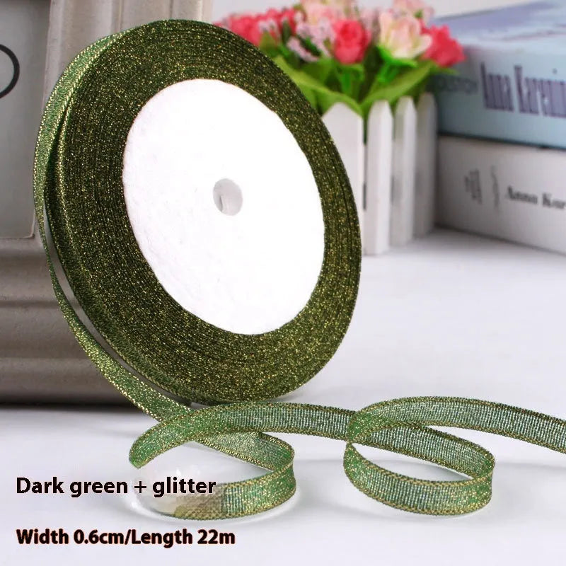Roll of polyester gift packaging ribbon with 0.6cm width and 22 metre length in various colour options