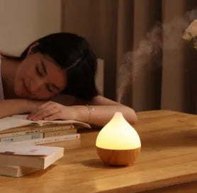 Asakusa style wood grain aroma diffuser with 100ml tank and USB cable.