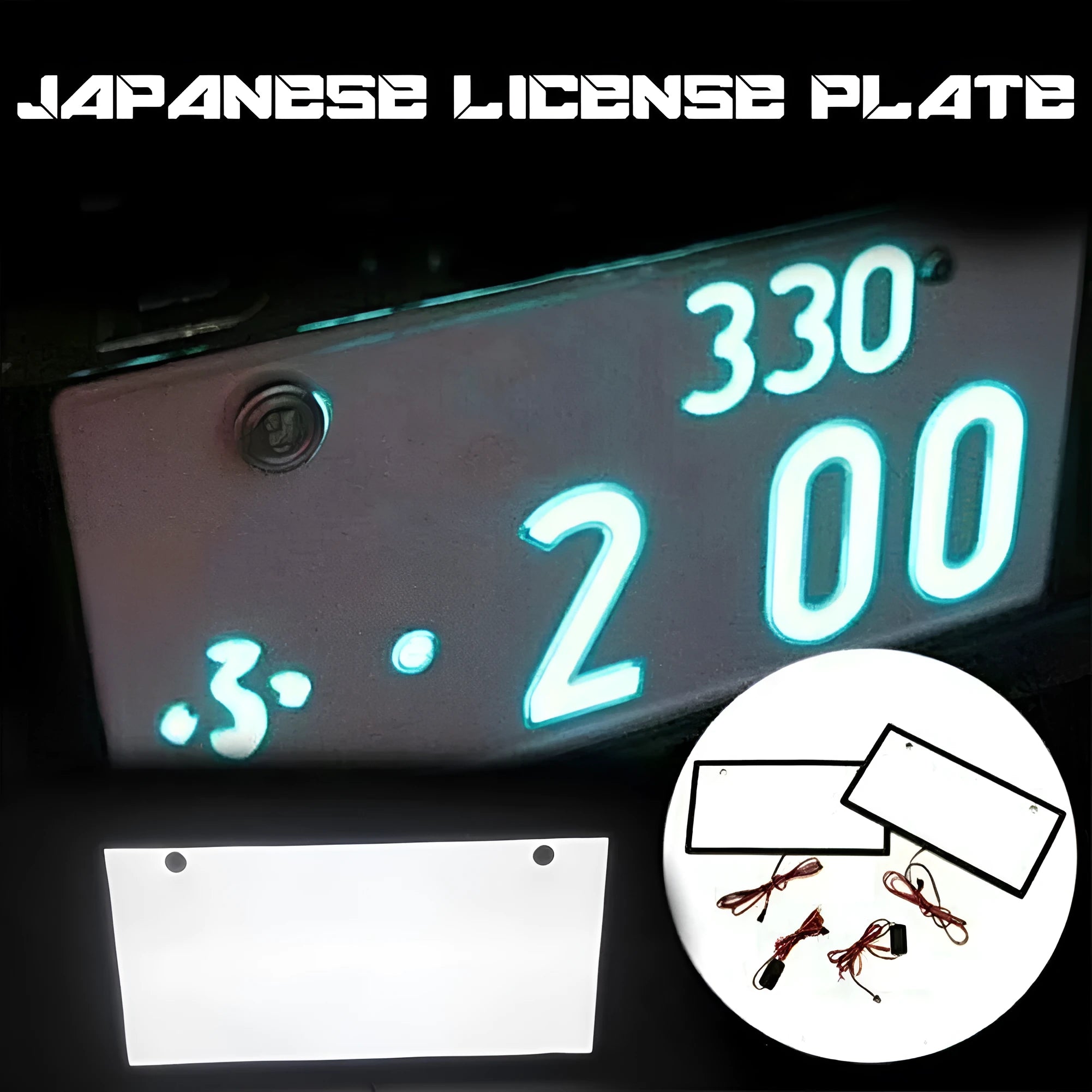 Two white plastic LED license plate lights for truck rear installation.