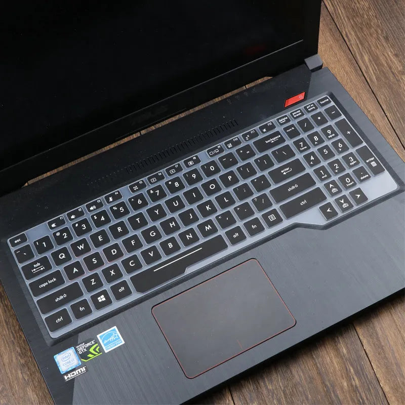 ASUS Flight laptop keyboard protective film cover in gradient blue colour option.