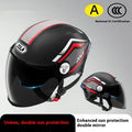 Children's 3C battery motorcycle half helmet with double mirror visor in light brown colour