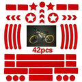 Geometric grid pattern reflective tape for bicycles in blue, yellow, red, and white colours.