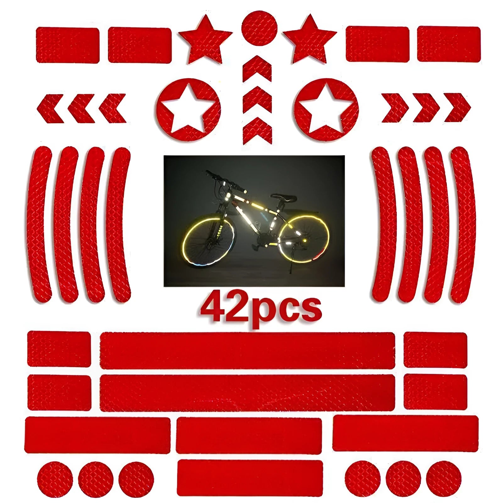 Geometric grid pattern reflective tape for bicycles in blue, yellow, red, and white colours.