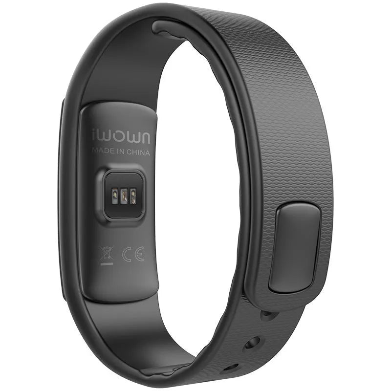 I6 smart sports bracelet in black or green on a wrist, showing its 0.96-inch screen and TPU band.