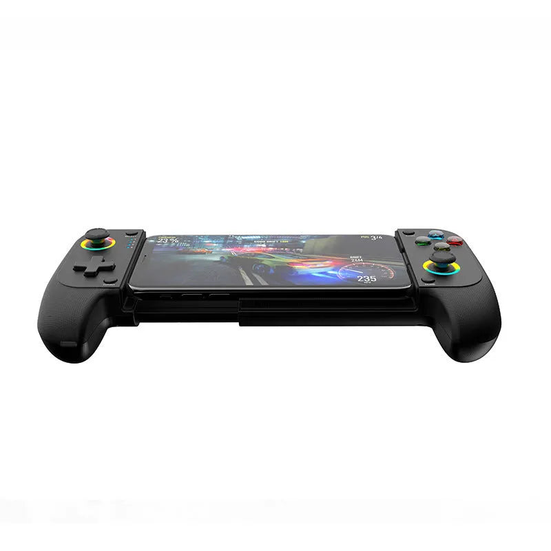 Bluetooth wireless mobile gaming controller for Android and iOS smartphones in black, red and blue, or white colours
