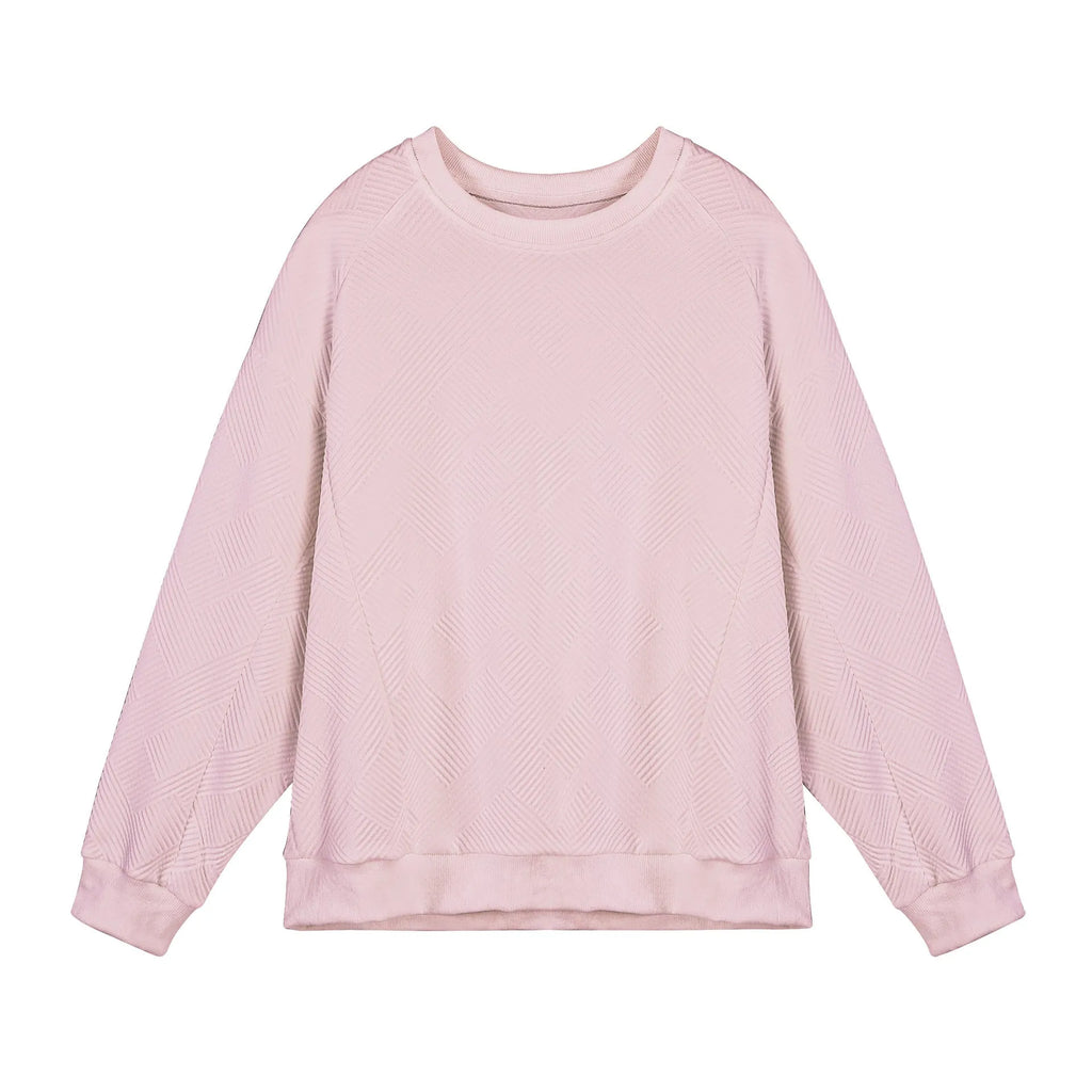 Men's twill jacquard long sleeve pullover sweater in loose fit with round neck