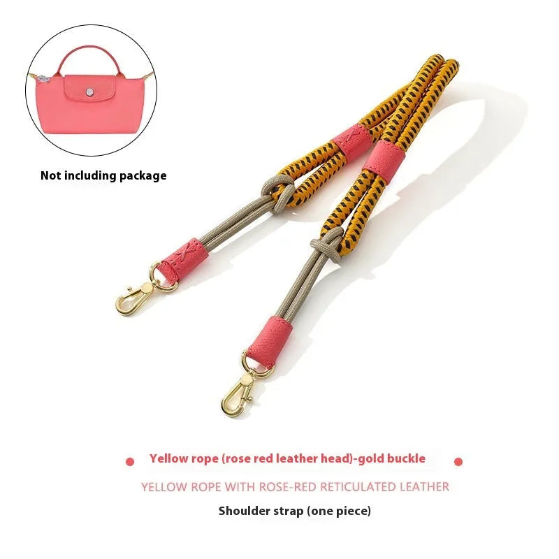 Braided nylon and leather shoulder strap with alloy buckle for bag modification