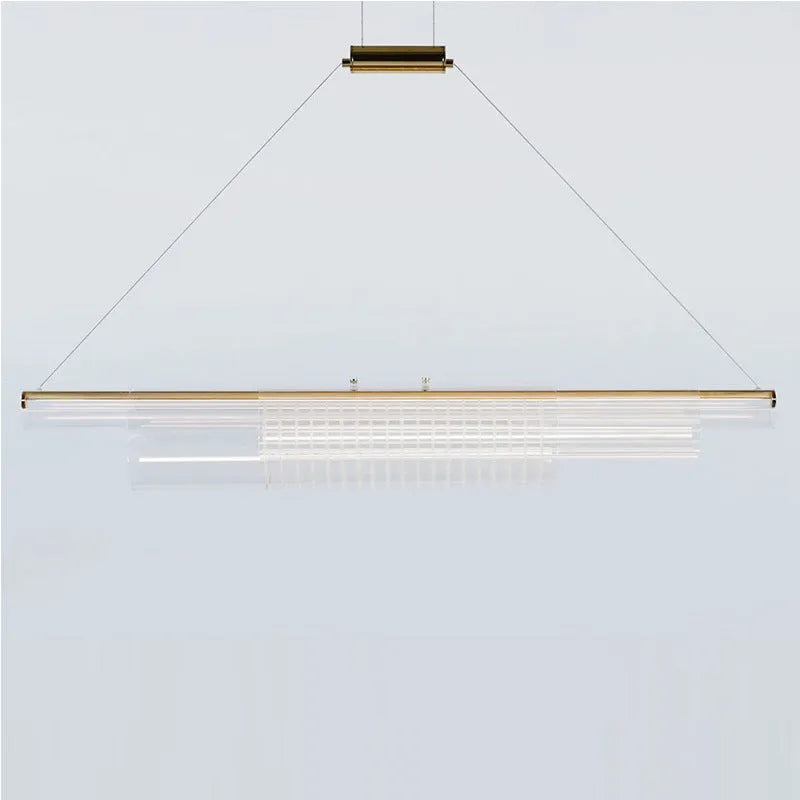 Minimalist glass pendant lamp with iron body in three length options for restaurant lighting