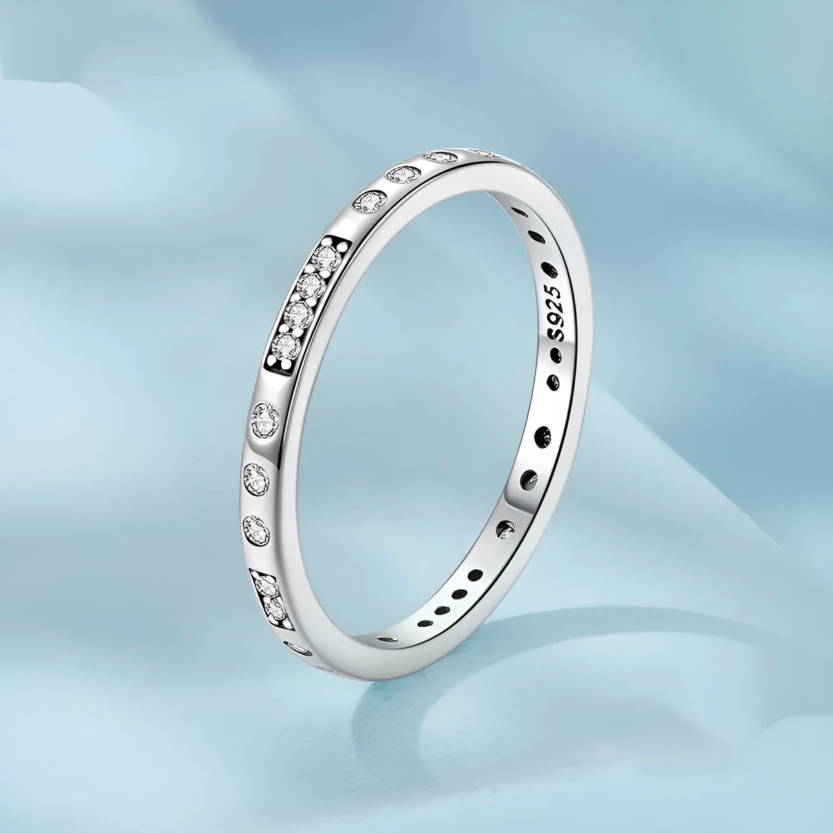 Silver Moss Password I Love You ring with oxidised black finish showing engraved text