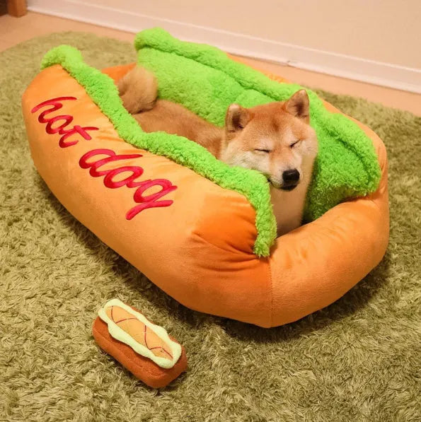 Raised-side coffee coloured dog bed with removable flannelette mat and anti-slip base