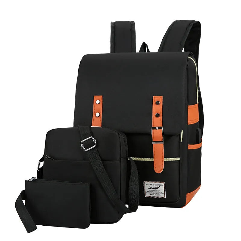 Three-piece large capacity business backpack in Oxford cloth, shown in wine red colour