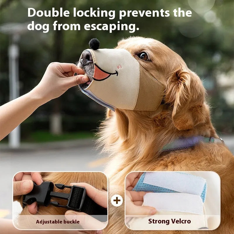 Canvas dog muzzle mouth cover in Ollie Brown Bear colour available in S M L XL sizes