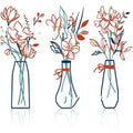 Set of three metal flowers wall art pieces with alloy construction and colour vase designs