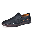 Men's brown artificial leather slip-on casual shoes with round toe and flat sole
