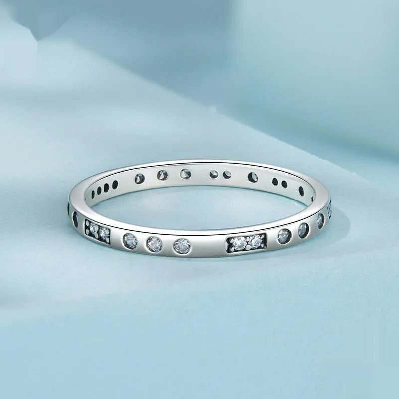 Silver Moss Password I Love You ring with oxidised black finish showing engraved text