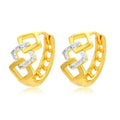 Gold geometric hollow out alloy earrings with colour separation ear clip design