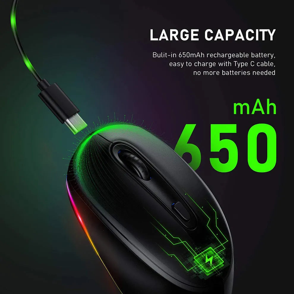 White rechargeable wireless mouse showing ergonomic design and compact size for laptop use