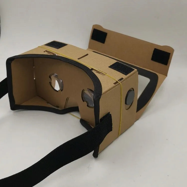 Cardboard VR glasses for smartphones with 3D lenses, showing pink colour option